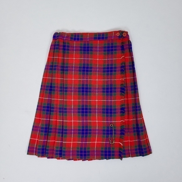 Free With Purchase - 80's bright tartan skirt knee length fluorescent plaid - Picture 3 of 12